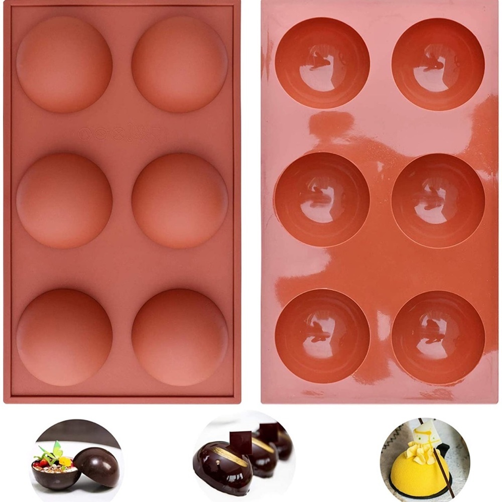 6 Holes Large Semi Sphere Silicone Mold for Chocolate Bombs. Cocoa bombs (2Pcs)